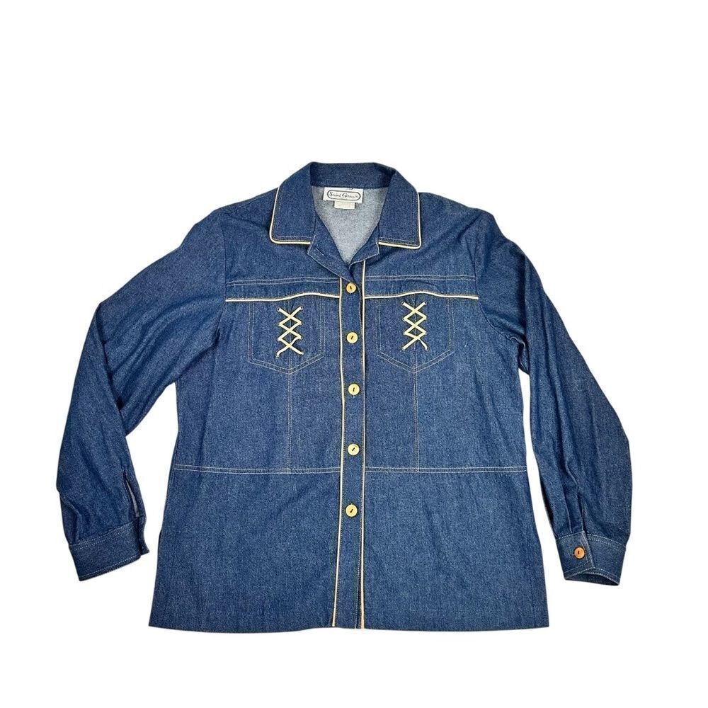 Saint Germain Paris Vintage Denim Button Front Jacket Size Large USA Made